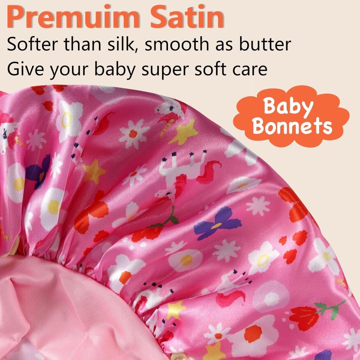 2 PCS Kids Bonnets for Girls,Kids Satin Bonnet with Elastic Tie Band,Soft Silk Bonnet for Sleeping,Toddler Bonnet - Gorgeous Strands Retail