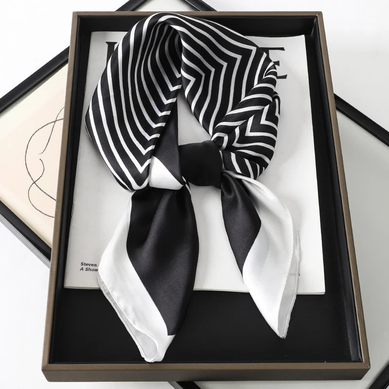 60Colors Luxury Scarf Women 70*70Cm Silk Feel Square Hair Wrapping Foulard Satin Shawl Big Size Head Bandana Hijab Handkerchief