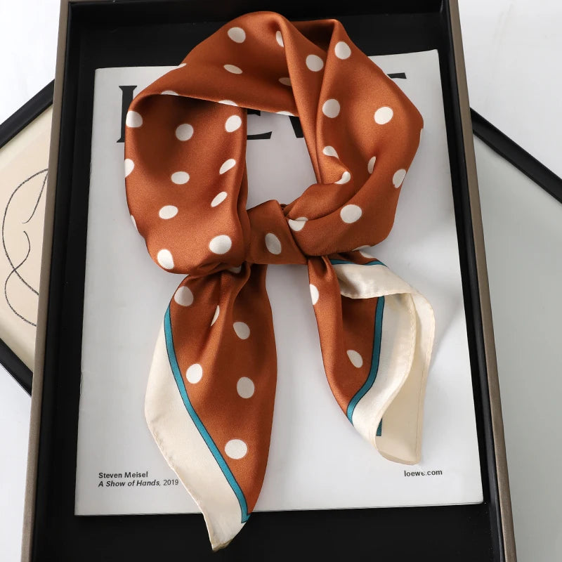 60Colors Luxury Scarf Women 70*70Cm Silk Feel Square Hair Wrapping Foulard Satin Shawl Big Size Head Bandana Hijab Handkerchief