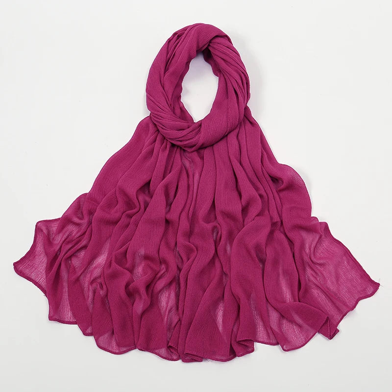 New Arrival Crinkle Rayon Hijab Women Muslim Scarf Shawls Solid Headscarf Wraps Big Size Plain Islamic Turban Headbands Foulard