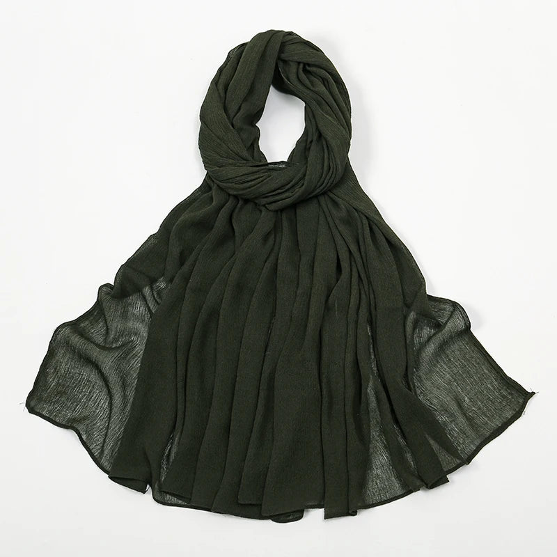New Arrival Crinkle Rayon Hijab Women Muslim Scarf Shawls Solid Headscarf Wraps Big Size Plain Islamic Turban Headbands Foulard