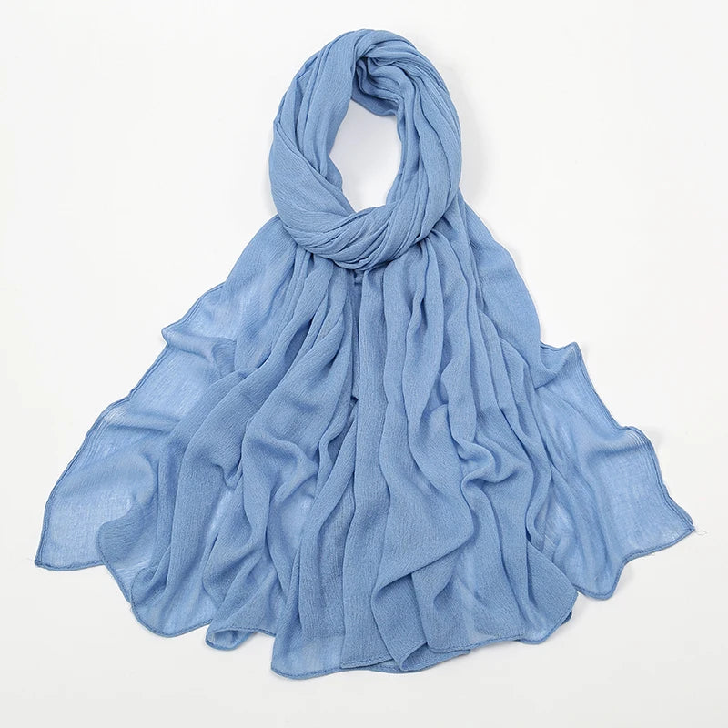 New Arrival Crinkle Rayon Hijab Women Muslim Scarf Shawls Solid Headscarf Wraps Big Size Plain Islamic Turban Headbands Foulard