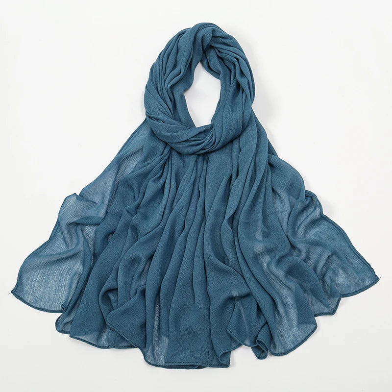 New Arrival Crinkle Rayon Hijab Women Muslim Scarf Shawls Solid Headscarf Wraps Big Size Plain Islamic Turban Headbands Foulard