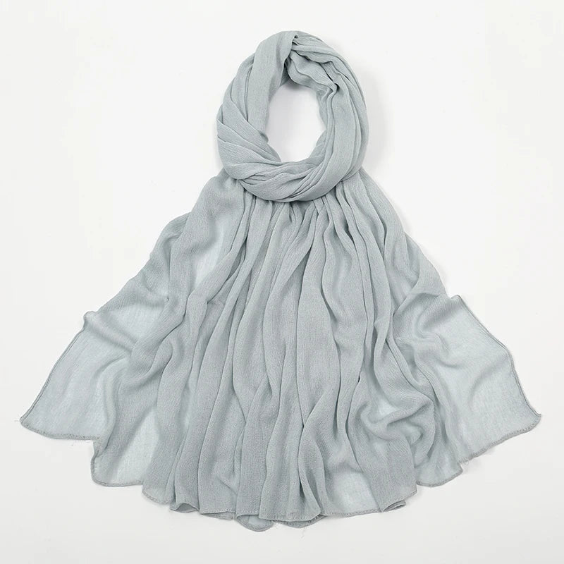 New Arrival Crinkle Rayon Hijab Women Muslim Scarf Shawls Solid Headscarf Wraps Big Size Plain Islamic Turban Headbands Foulard