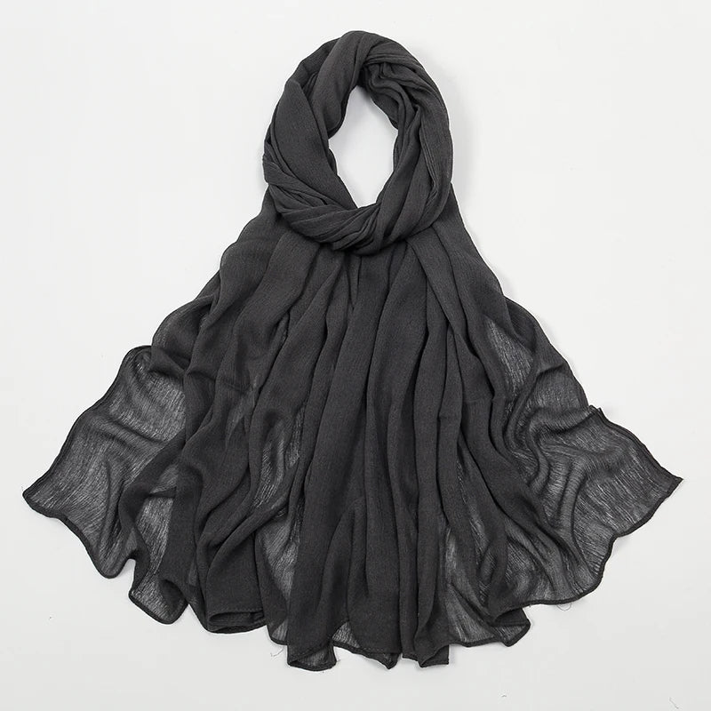New Arrival Crinkle Rayon Hijab Women Muslim Scarf Shawls Solid Headscarf Wraps Big Size Plain Islamic Turban Headbands Foulard