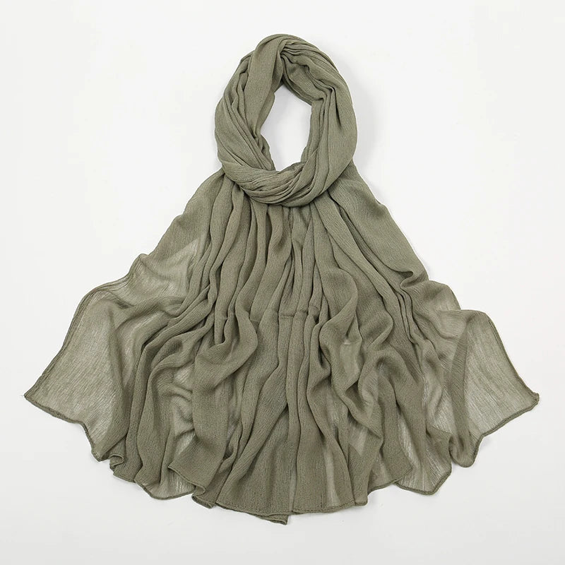 New Arrival Crinkle Rayon Hijab Women Muslim Scarf Shawls Solid Headscarf Wraps Big Size Plain Islamic Turban Headbands Foulard