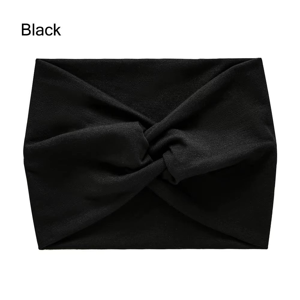 Solid Cross Wide Knotted Headbands for Women Extra Large Turban Workout Elastic Headband Fashion Yoga Hair Band Hair Accessories