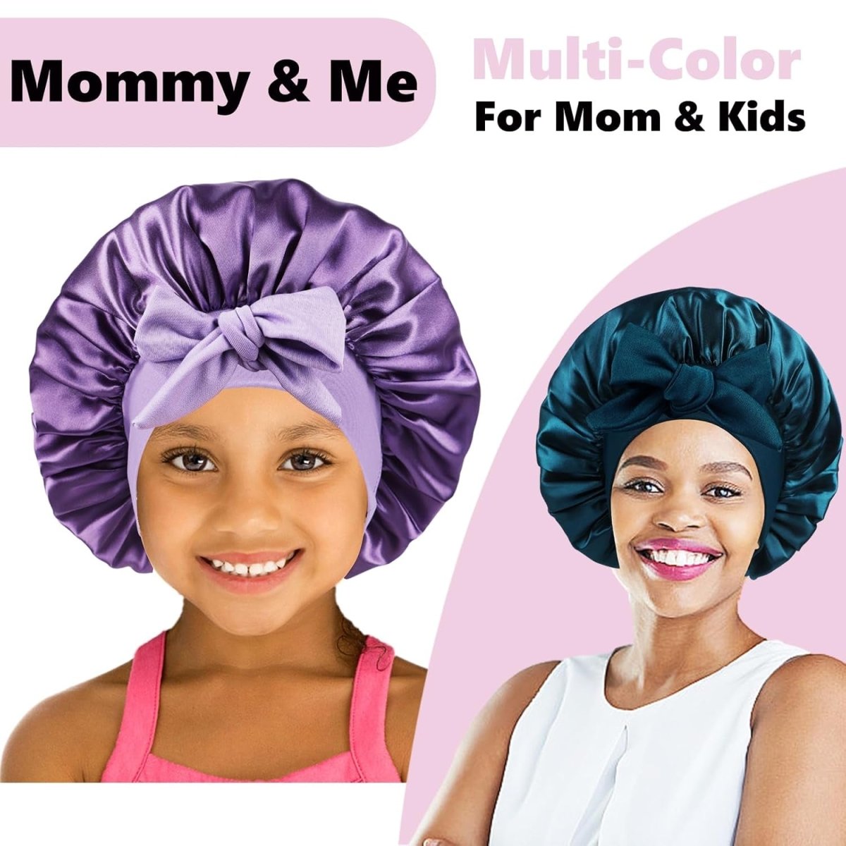 2 Pcs Satin Bonnet with Non - Slip tie and Scrunchies for Kids Sleeping, Kids Bonnets for Girls - Gorgeous Strands Retail