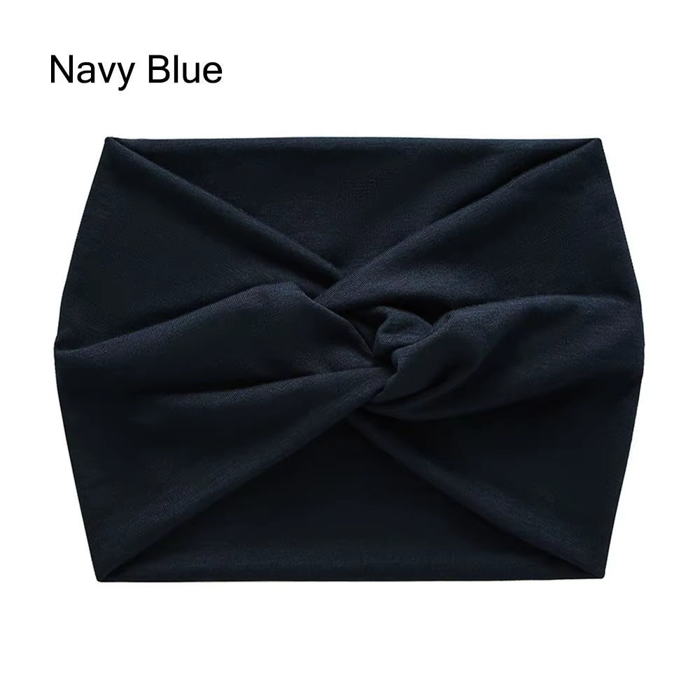 Solid Cross Wide Knotted Headbands for Women Extra Large Turban Workout Elastic Headband Fashion Yoga Hair Band Hair Accessories