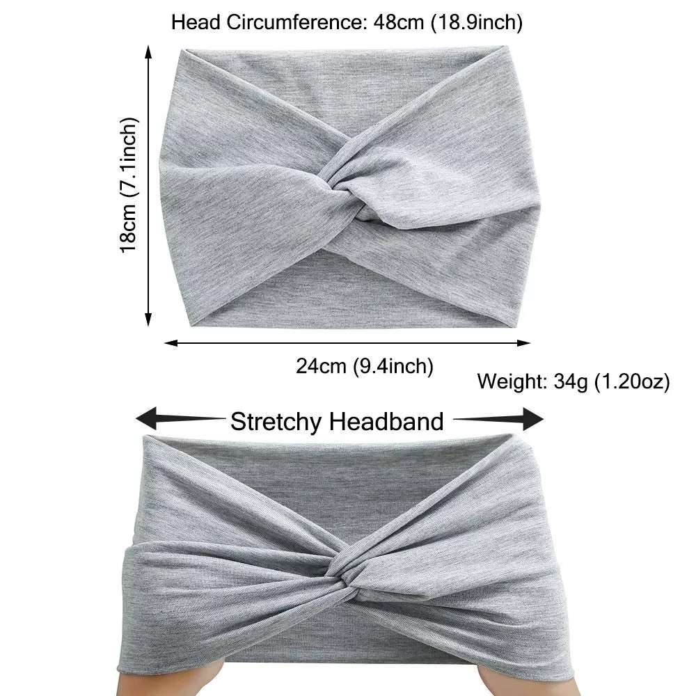 Solid Cross Wide Knotted Headbands for Women Extra Large Turban Workout Elastic Headband Fashion Yoga Hair Band Hair Accessories