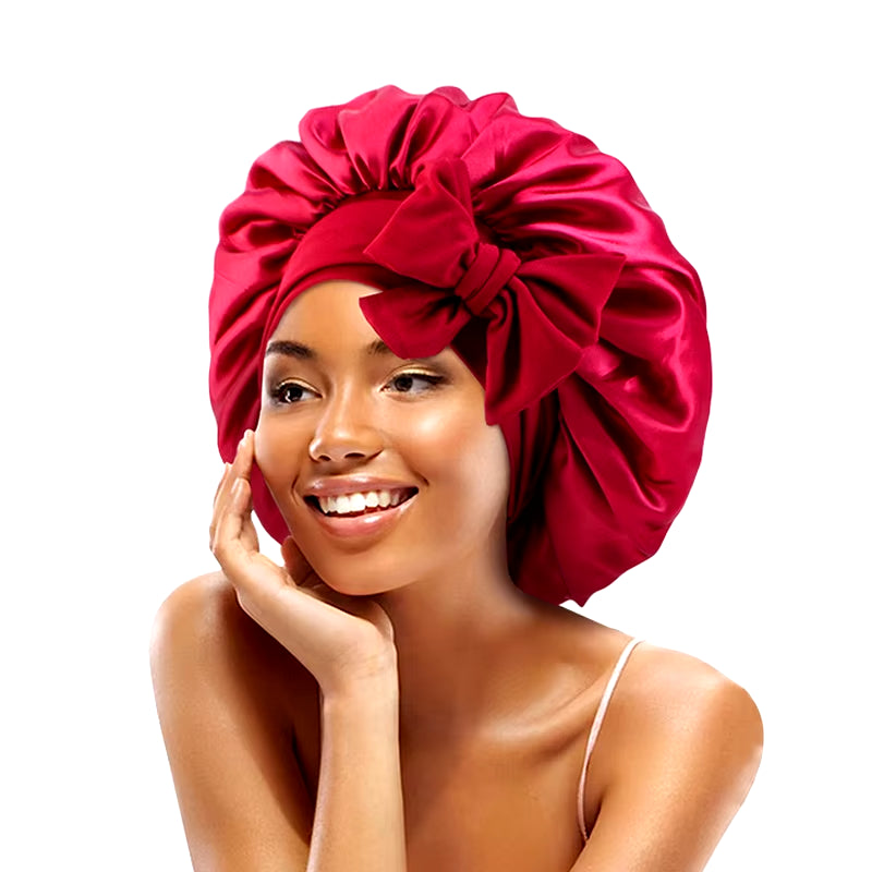 New Satin Solid Sleeping Hat with Stretchy Tie Band Elastic for Women Night Shower Cap Adjustable Hair Head Cover Bonnet Turban