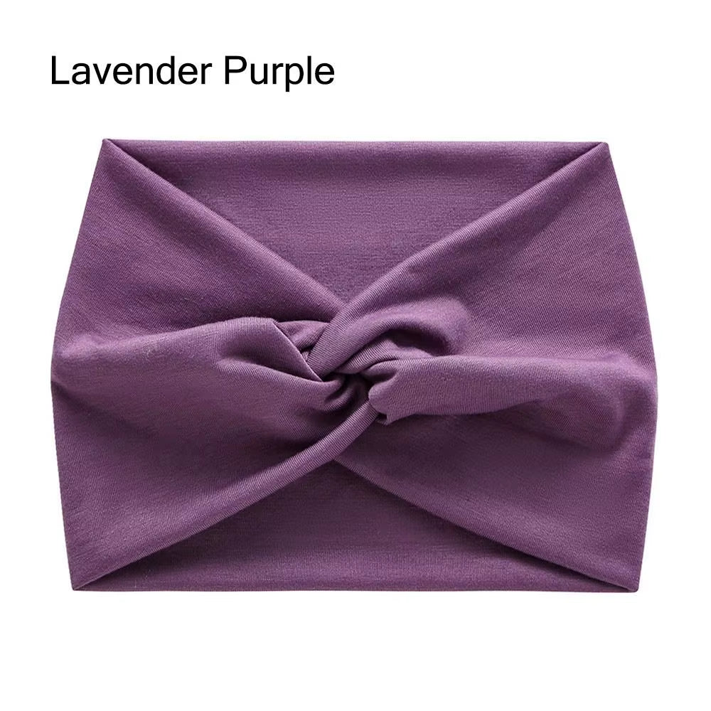 Solid Cross Wide Knotted Headbands for Women Extra Large Turban Workout Elastic Headband Fashion Yoga Hair Band Hair Accessories