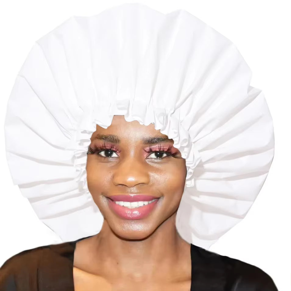 Shower Cap Large Adjustable Reusable Waterproof Bath Caps for Dreadlocks Women Girls Braids SPA Long Hair Bathroom Hat