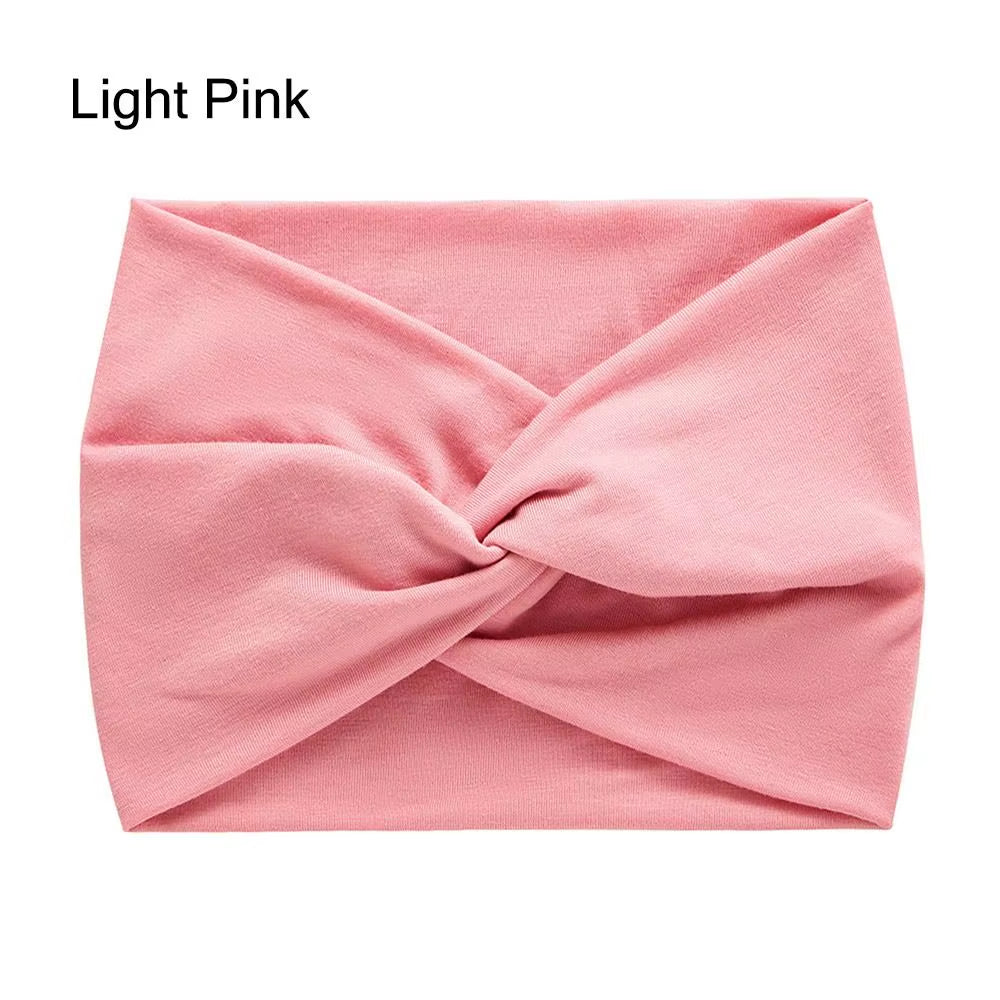 Solid Cross Wide Knotted Headbands for Women Extra Large Turban Workout Elastic Headband Fashion Yoga Hair Band Hair Accessories