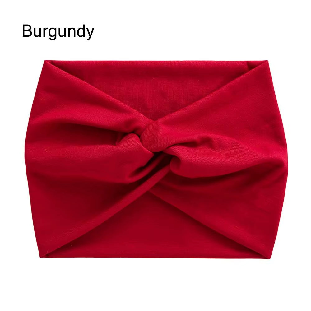 Solid Cross Wide Knotted Headbands for Women Extra Large Turban Workout Elastic Headband Fashion Yoga Hair Band Hair Accessories