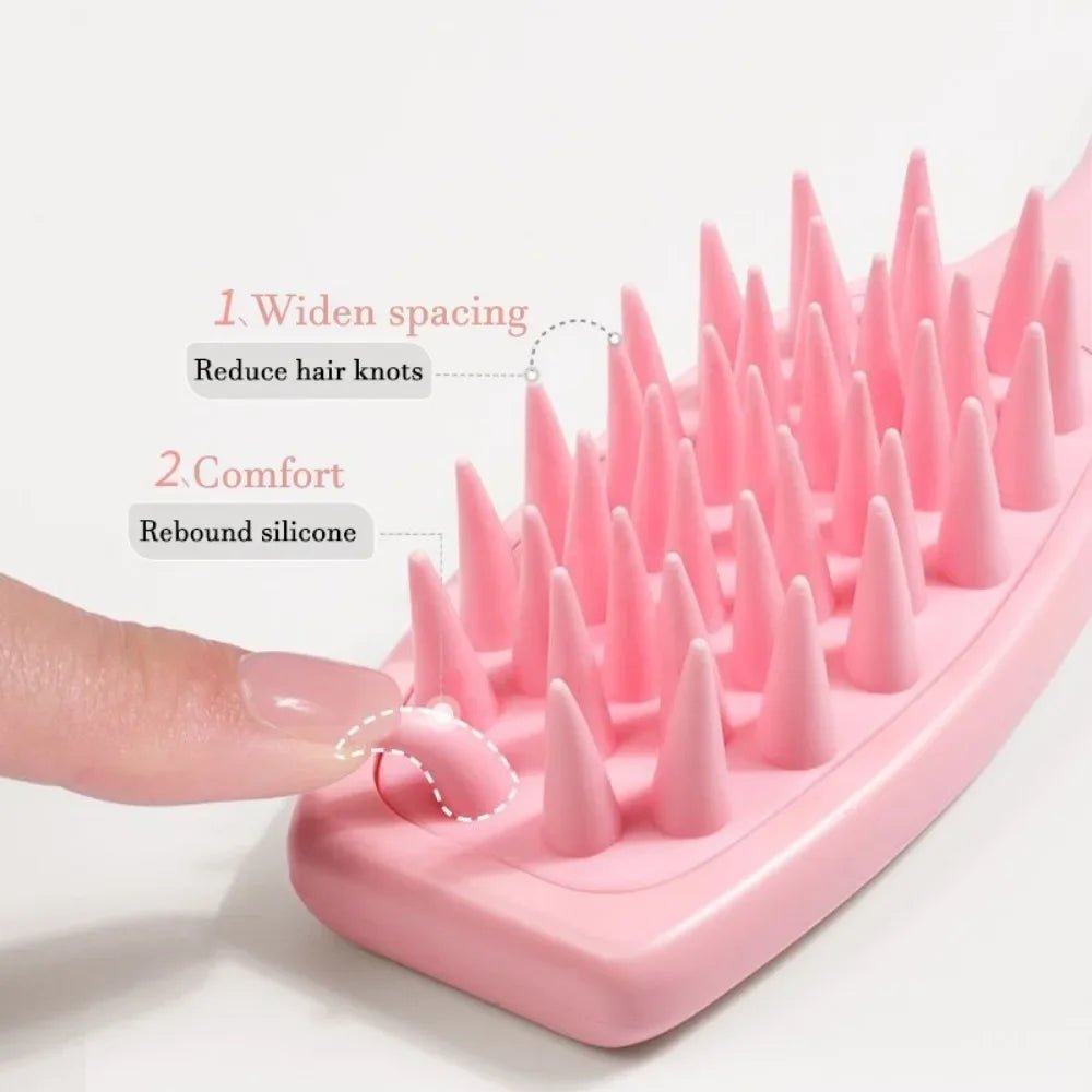 Silicone Shampoo Brush Scalp Massage Brush Head Washing Comb Long Handle Hair Massager Bath Brush Body Scrubber Hair Accessories - Gorgeous Strands Retail