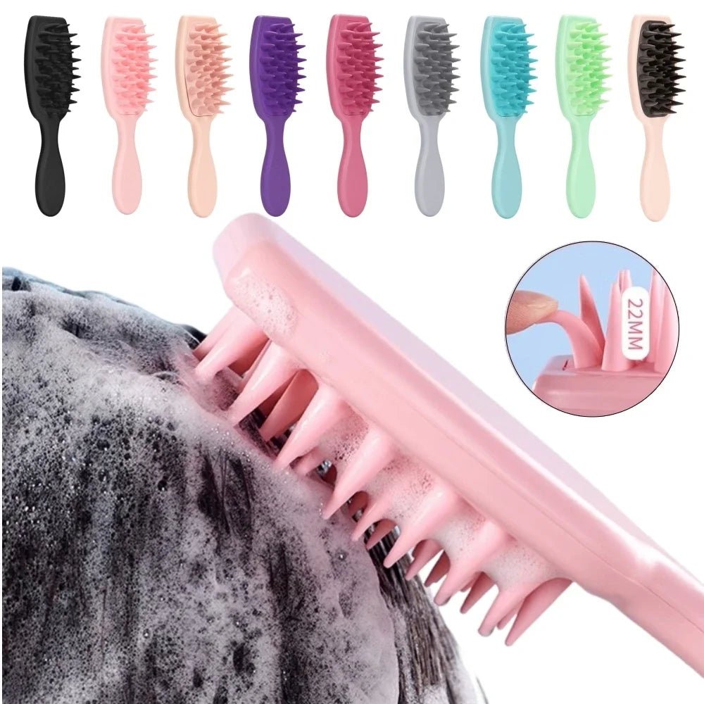 Silicone Shampoo Brush Scalp Massage Brush Head Washing Comb Long Handle Hair Massager Bath Brush Body Scrubber Hair Accessories - Gorgeous Strands Retail