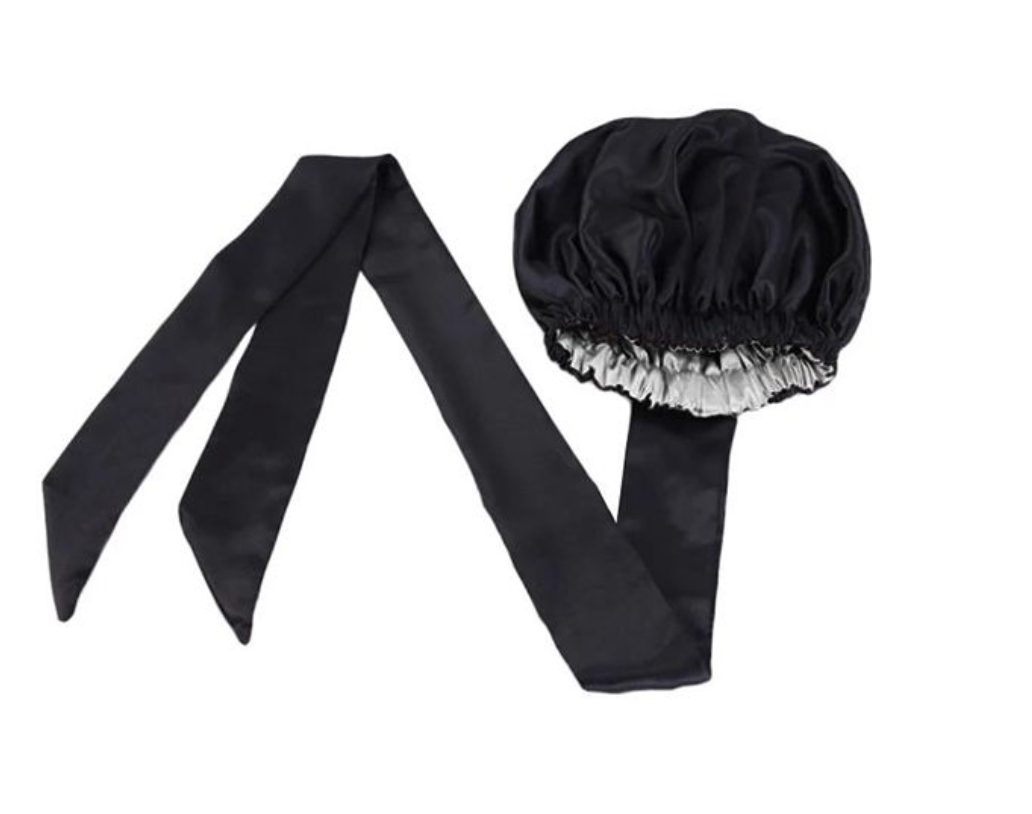 Gorgeous Strands Double Layer Satin Lined Bonnet With Long Ribbon Wrap - protect your hair