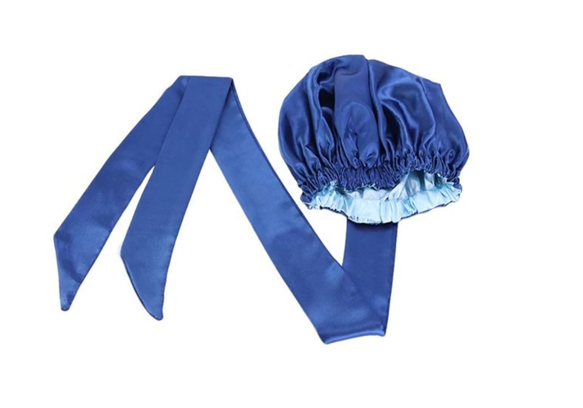 Gorgeous Strands Double Layer Satin Lined Bonnet With Long Ribbon Wrap - protect your hair